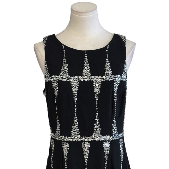 TRACY REESE Sequin Beaded Dress Black Silver Party Wedding‎ Size 8 Black Tie - Picture 4 of 8